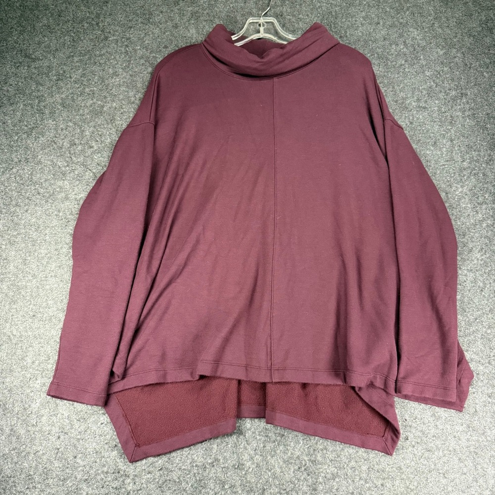 Athleta Pranayama Purple Plum Oversized Tunic Cowl Neck‎ Pullover Top - M